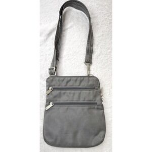 Travelon Classic Slim Anti-Theft RFID Crossbody Bag Gray 10.5x9" Lot of Pockets